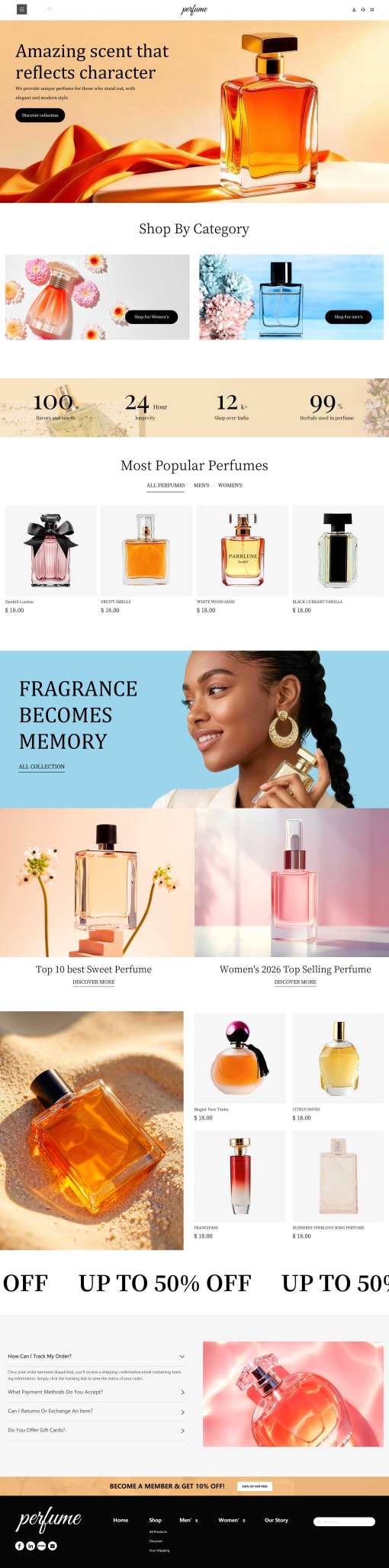 B2C-精美香水香膏自适应官网模板