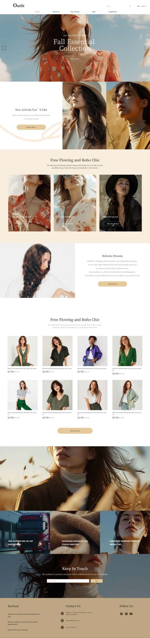 外贸女装服饰官网网站模板，自适应网页模板